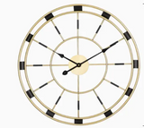 Smooth Golden/Black Metal Wall Clock For Home Decor