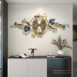 Forest Iron Wrought Nordic Metal Decorative Horizontal Natural Fish Wall Clock for Home Decor