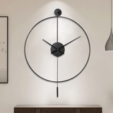 Metal Decorative Black Round Wall Clock For Home Decor Matte