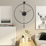 Metal Decorative Black Round Wall Clock For Home Decor Matte