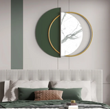 Contrastic Decorative Green And Marble Look Metal Wall Art