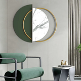 Contrastic Decorative Green And Marble Look Metal Wall Art