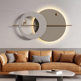 Decorative Designer Deer Circle Metal Wall Art With LED