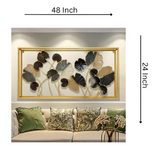 Leafs Decorative Double Iron Frame Metal Wall Art – 48 Inch