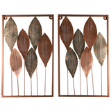 Iron Delicate Leaf Small 2 Frame Metal Wall Art set of 2 pcs