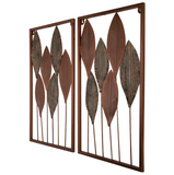 Iron Delicate Leaf Small 2 Frame Metal Wall Art set of 2 pcs