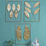 Handcrafted Golden Square Decorative Iron Wall Art set of 3 pcs