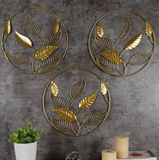 Jordanish Leaf Circle Decorative Iron Handcrafted Decor Wall Art set of 3 pcs