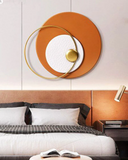 Circle 32 Inches Decorative Orange Color Metal Wall Art For Wall Decoration