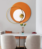 Circle 32 Inches Decorative Orange Color Metal Wall Art For Wall Decoration