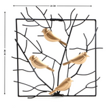 Radiant Natural Branch Tree Look With Golden Birds Metal Handmade Wall Art