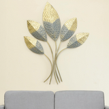 Opulent Decorative Leaf's Golden Hammered Metal Wall Art