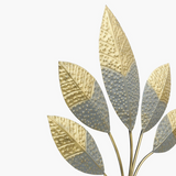 Opulent Decorative Leaf's Golden Hammered Metal Wall Art