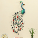 Shimmering Metal Decorative Multi Color Iron Peacock Wall Art