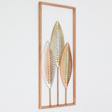 Flashing Life of Three Leafs Metal Frame Wall Art For Bedroom/Restaurant/Cafe/Hotel