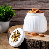 Metal Lining Decorative Jar Set of 2 - White Finish with Gold Knob - Perfect for Hotels, Restaurants, Cafes, and Home Decor