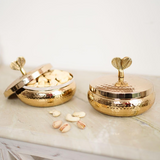 Metal Decorative Jar Gold Plated Dry Fruits Jars set of 2 pcs