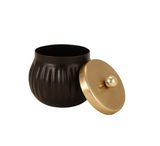 Metal Decorative Jar Set of 2 - Black and Gold Lid