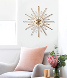 Metal Star Decorative Golden Wall Clock For Home Decor