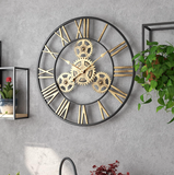 Antique Roman Numbers Golden Modern Wall Clock