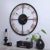 3D Metal Black/Golden Modern Roman Number Wall Clock