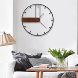 Decorative Nine Metal/Wooden Wall Clock In Walnut Finish