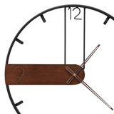 Decorative Nine Metal/Wooden Wall Clock In Walnut Finish