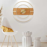 Polished Metal Wooden Decorative Round 20" Wall Clock