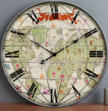 Luxury Funky World Map Decorative Iron Wall Clock