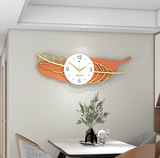 Metal Orange Golden Leaf Decorative Wall Clock - 25 Inch