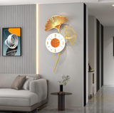 Orange Decorative Floral Metal Wall Clock