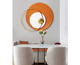 Circle 32 Inches Decorative Orange Color Metal Wall Art For Wall Decoration