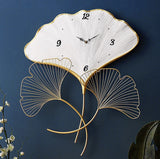 White Matte Floral Nordic Wire Metal Wall Clock