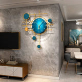 Blue Shiny Glossy Metal Abstract Wall Clock