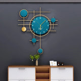 Blue Shiny Glossy Metal Abstract Wall Clock