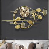 Floral Modern Golden Decorative Wall Clock For Home