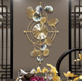 Golden Foral Designer Modern Decorative Vertical Wall Clock