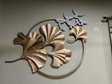 Golden Round Ring Frame Modern Leaf With Birds Designer Wall Art For Home Decor