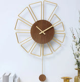 Wooden Designer Metal Golden Wall Clock