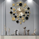 Elegant Black & Gold Matte Finished Modern Wall Clock