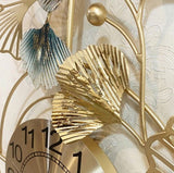 Golden Foral Designer Modern Decorative Vertical Wall Clock