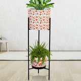 Single Printed Red & white Metal Planter For Home Decor